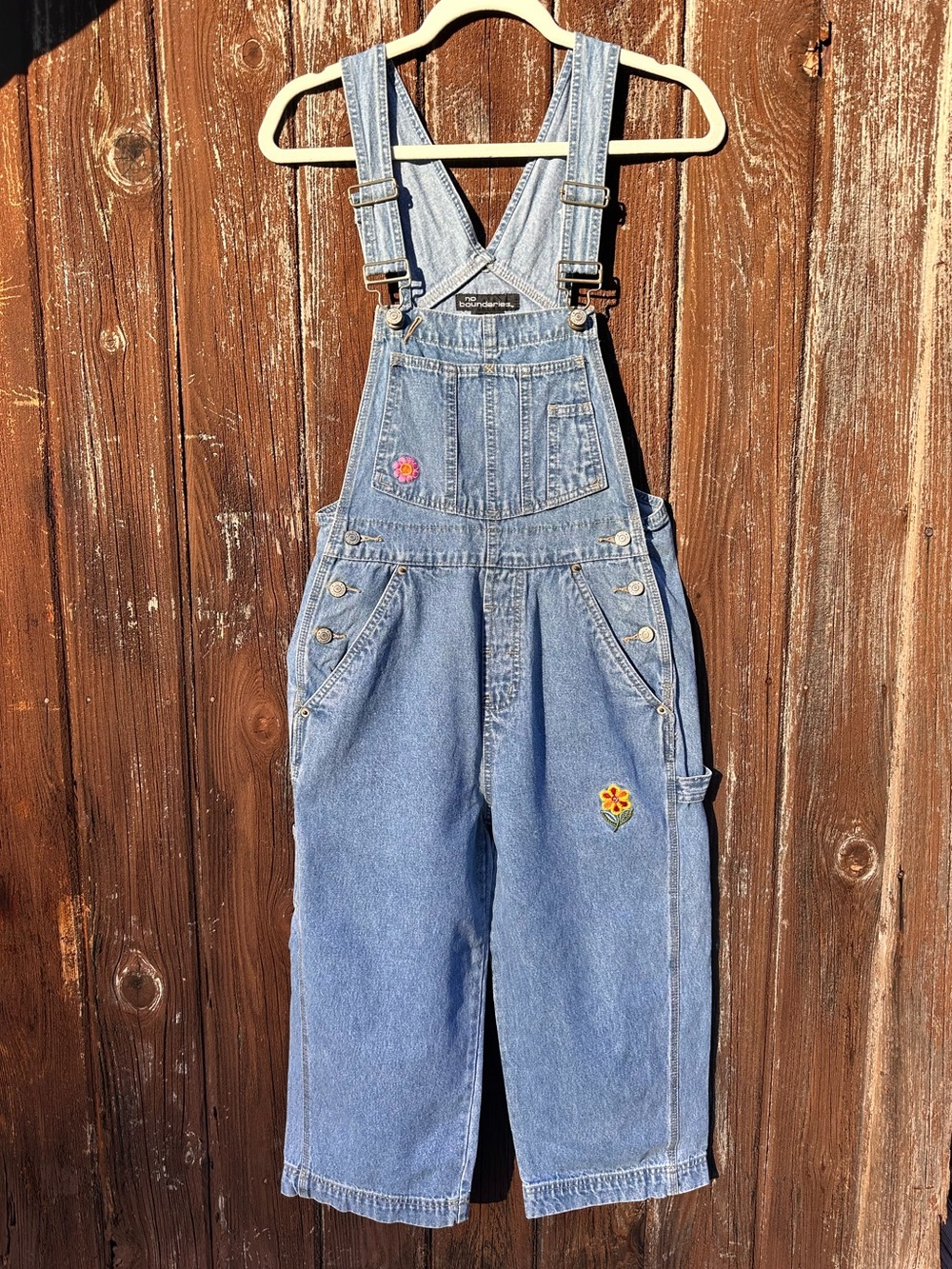 Vintage Y2K Floral Embroidered Denim Overall Capris
